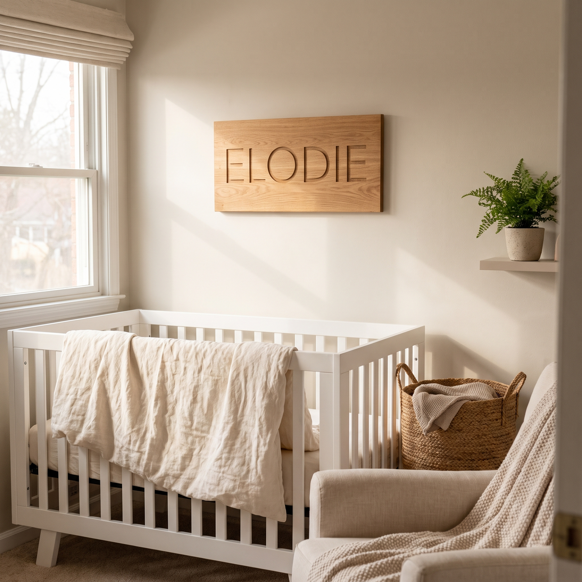 Panneau de naissance en bois gravé