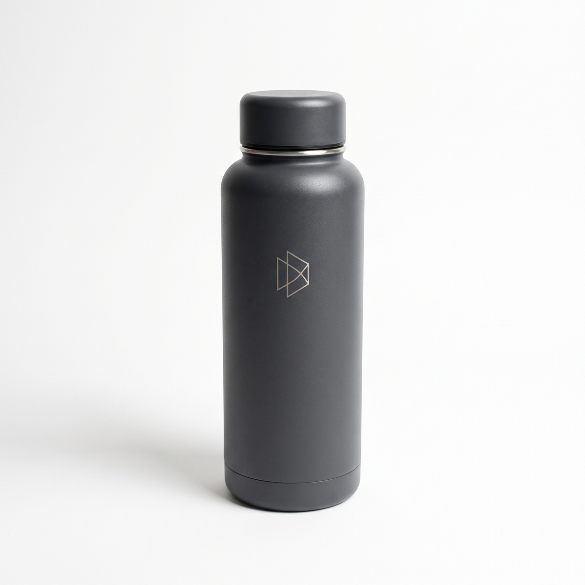 Gourde isotherme en acier inoxydable anthracite, logo gravé au laser