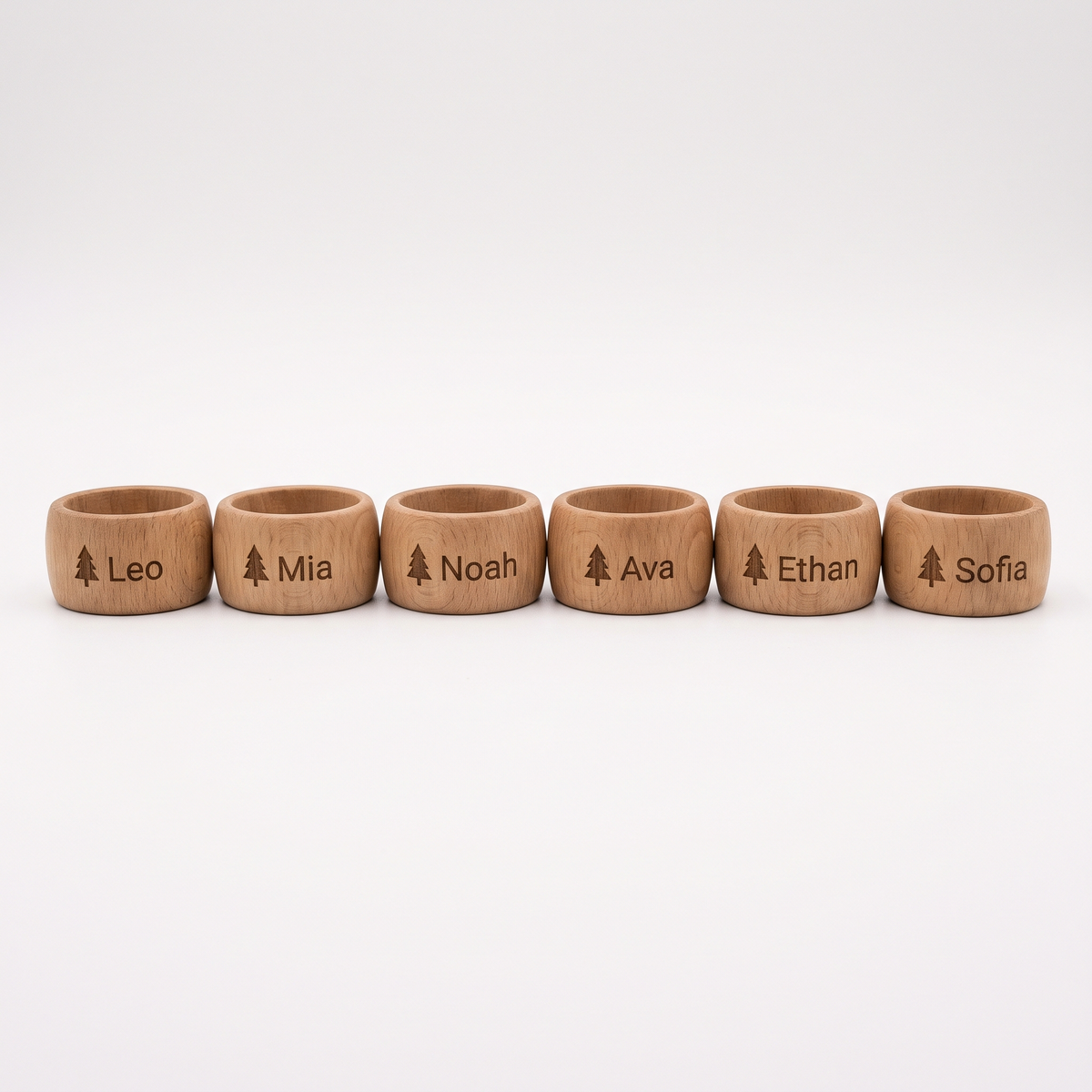 Ronds de serviette de Noël gravés, lot de 6