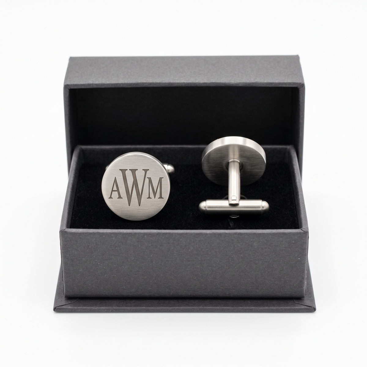 Boutons de manchette à monogramme en acier