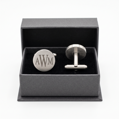 Boutons de manchette à monogramme en acier