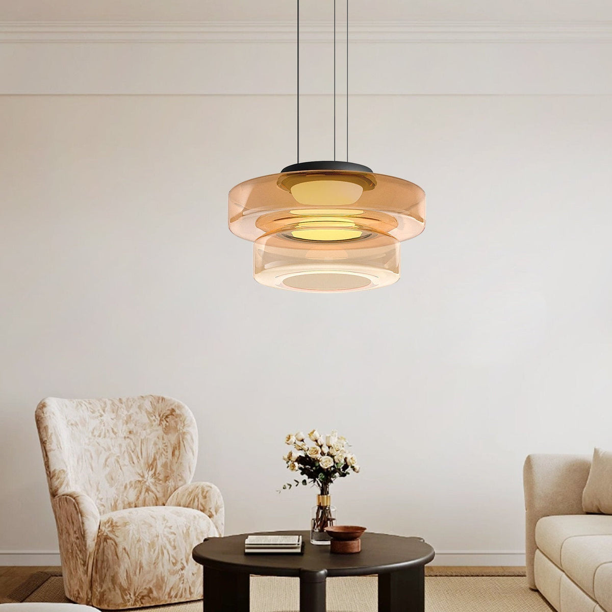 Suspension en verre style Bauhaus