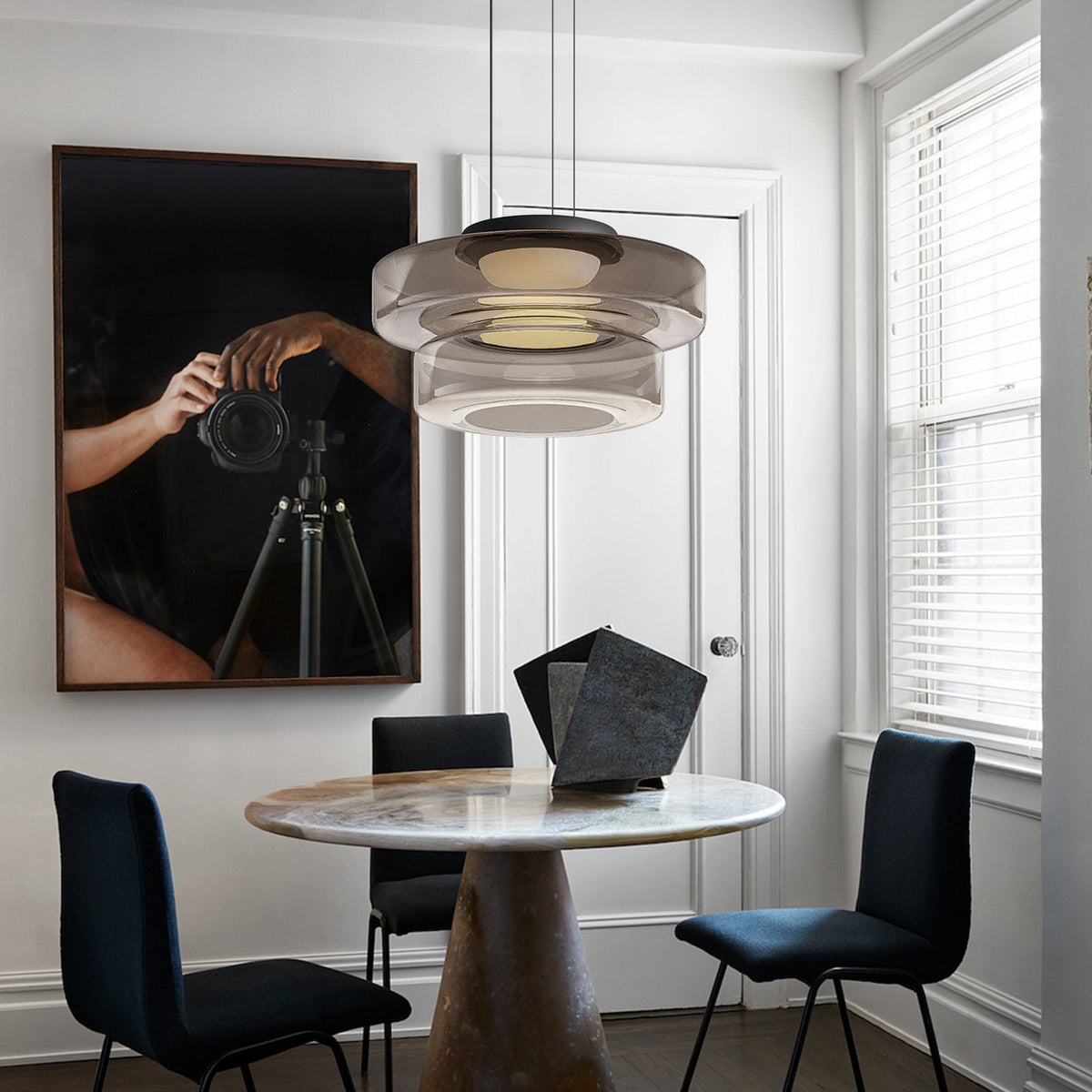 Suspension en verre style Bauhaus