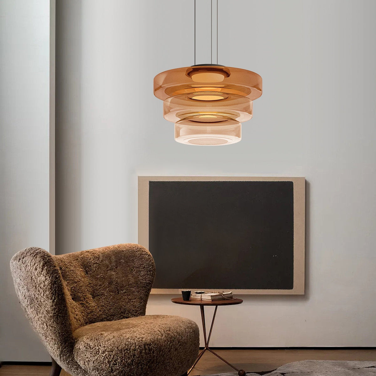 Suspension Bauhaus en verre étagé