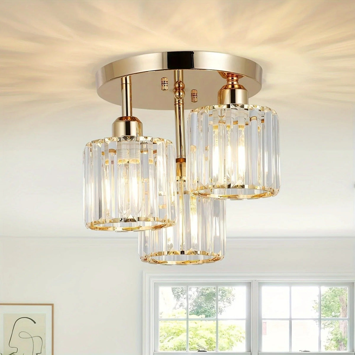 Plafonnier 3 lumières en cristal