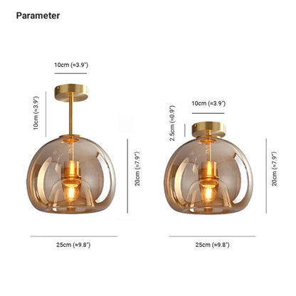 Plafonnier vintage en verre bullé