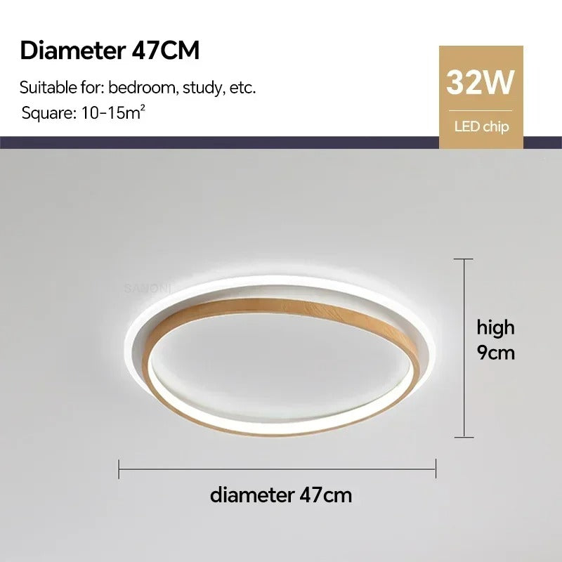 Plafonnier rond DAMIASMIL en noyer
