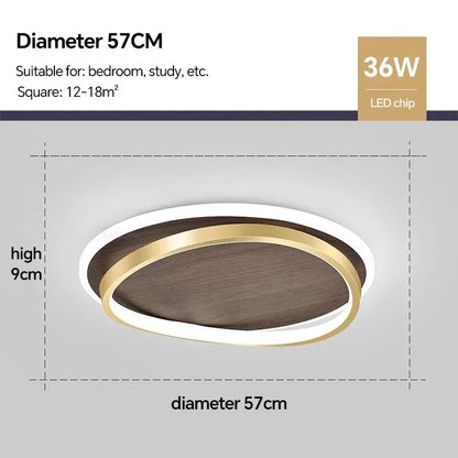 Plafonnier rond DAMIASMIL en noyer
